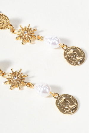Carraig Donn Multi Bead Gold Drop Earrings