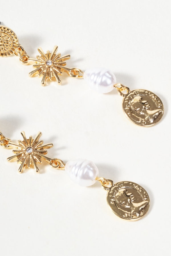 Carraig Donn Multi Bead Gold Drop Earrings