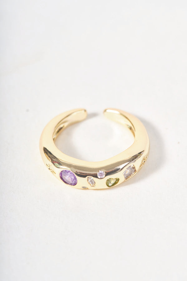 Carraig Donn Multi Colour Stone Inset Open Ring