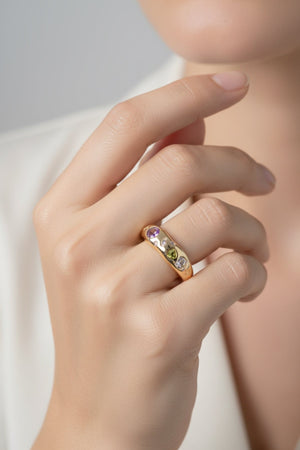 Carraig Donn Multi Colour Stone Inset Open Ring