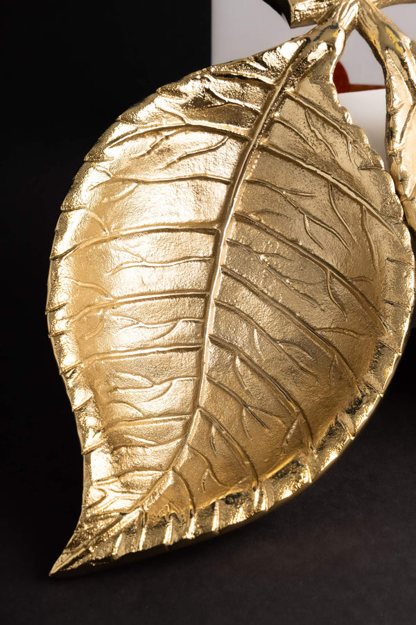 Carraig Donn Multi Purpose Golden Double Leaf Shape Dish