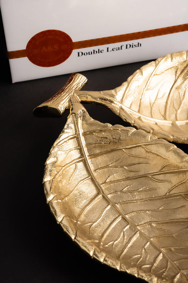 Carraig Donn Multi Purpose Golden Double Leaf Shape Dish