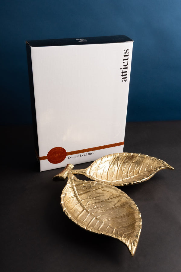 Carraig Donn Multi Purpose Golden Double Leaf Shape Dish