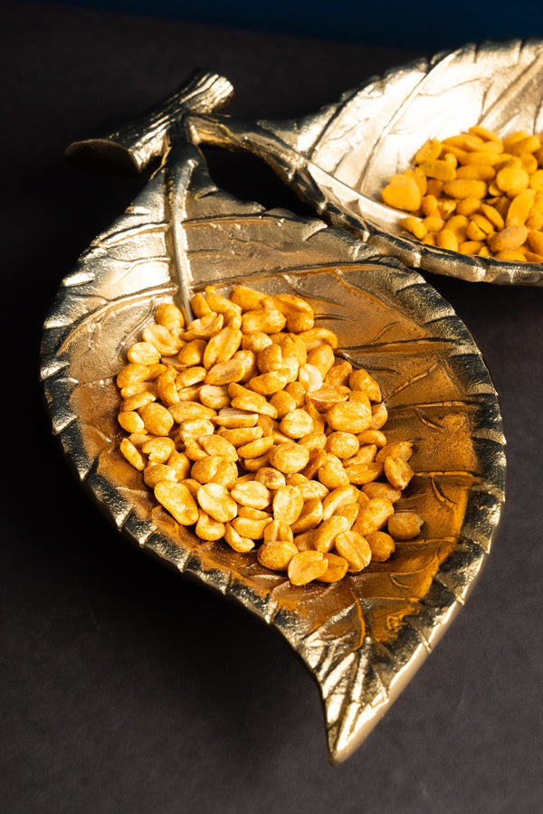 Carraig Donn Multi Purpose Golden Double Leaf Shape Dish