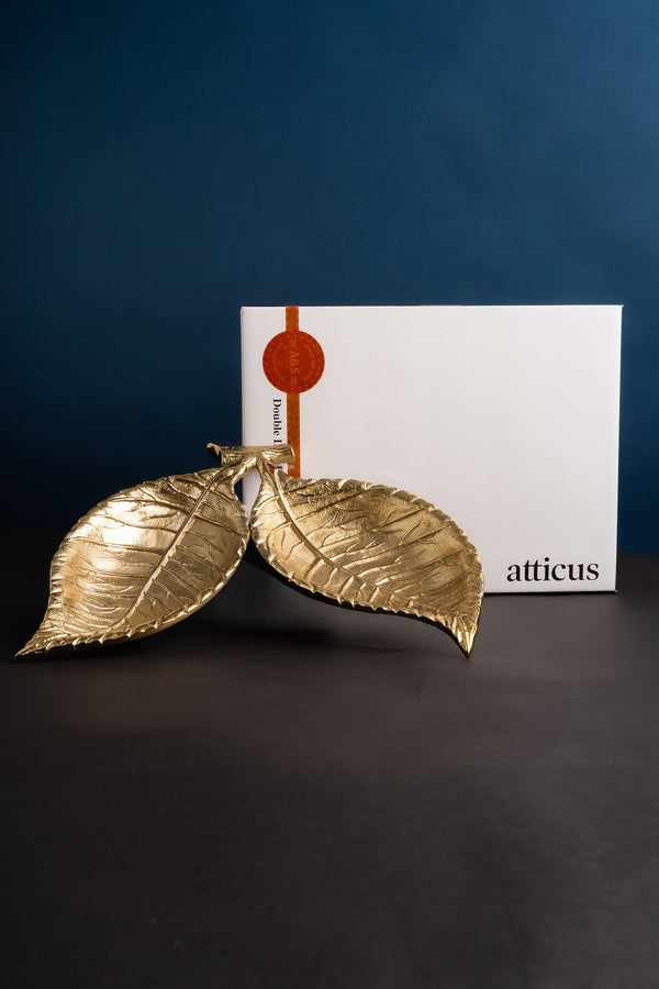Carraig Donn Multi Purpose Golden Double Leaf Shape Dish