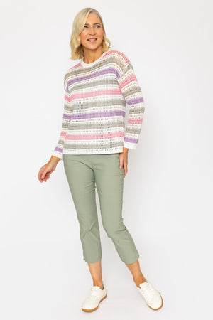Carraig Donn Multi Stripe Crochet Sweater