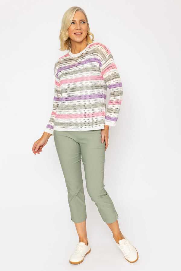 Carraig Donn Multi Stripe Crochet Sweater