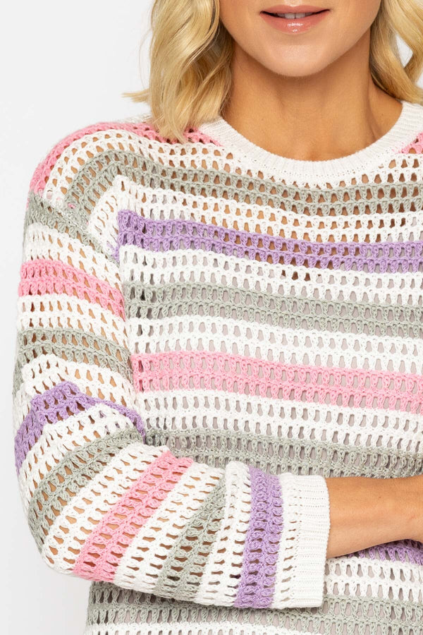 Carraig Donn Multi Stripe Crochet Sweater
