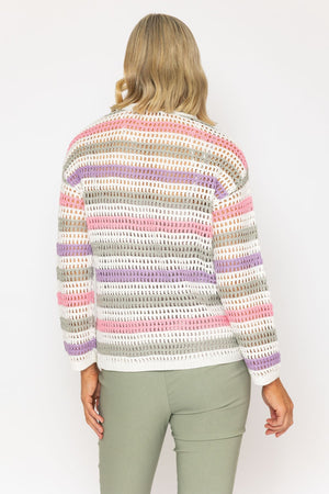 Carraig Donn Multi Stripe Crochet Sweater