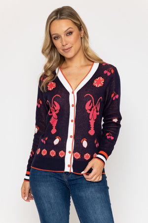 Carraig Donn Multicolour Jacquard Lobster Motif Cardigan