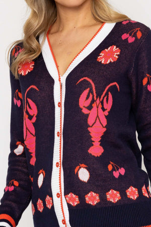 Carraig Donn Multicolour Jacquard Lobster Motif Cardigan