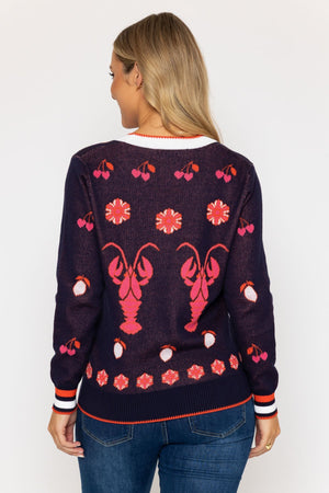 Carraig Donn Multicolour Jacquard Lobster Motif Cardigan