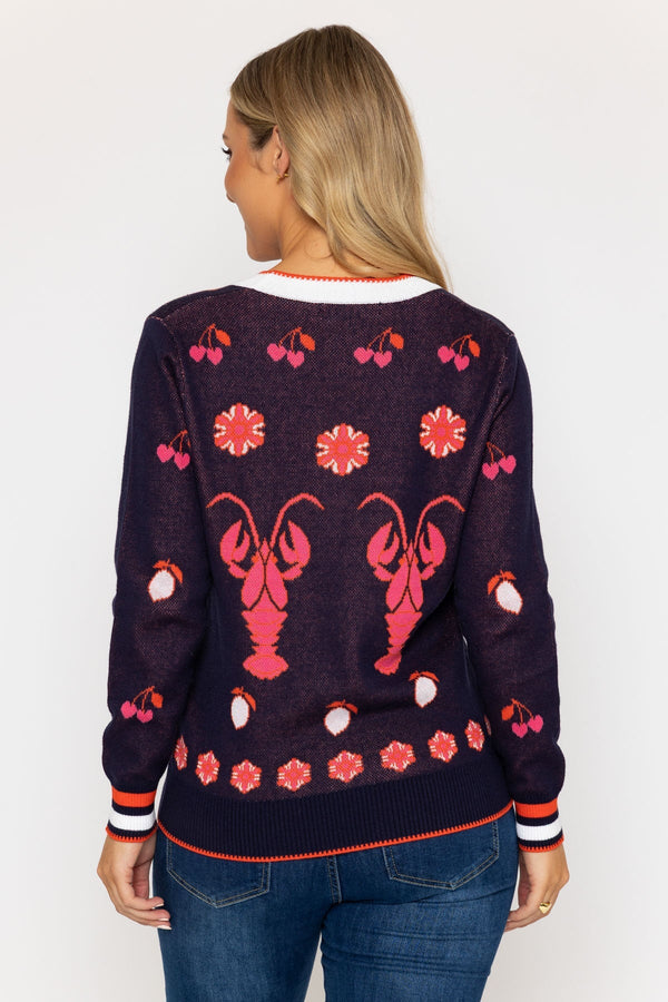 Carraig Donn Multicolour Jacquard Lobster Motif Cardigan