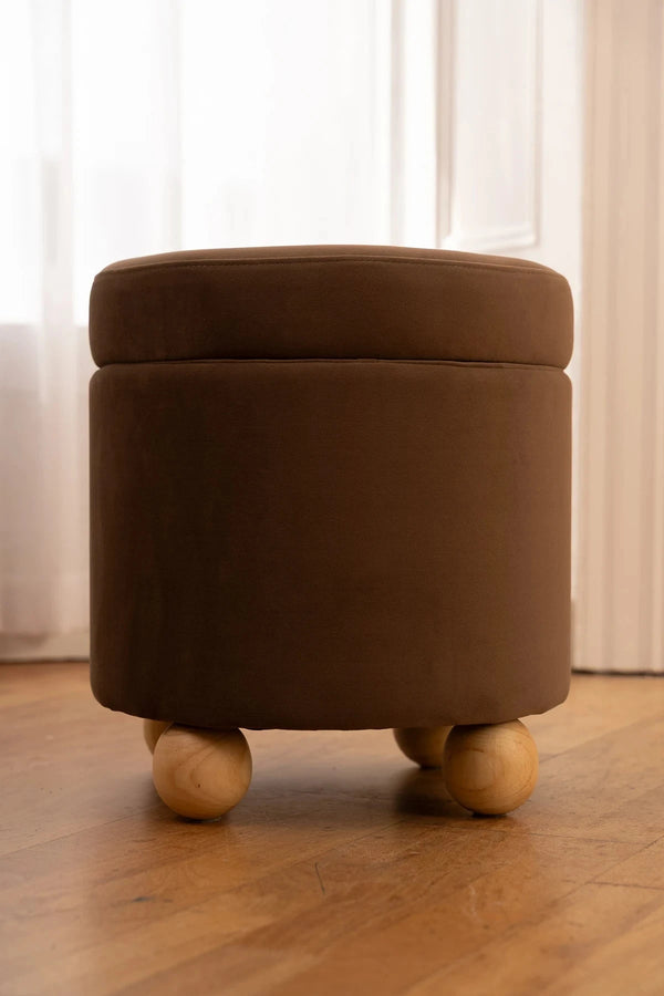 Carraig Donn Mushroom Brown Velvet Storage Stool