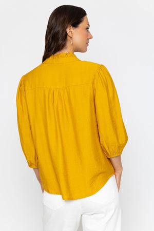 Carraig Donn Mustard Yellow Blouse with Embroidered Details
