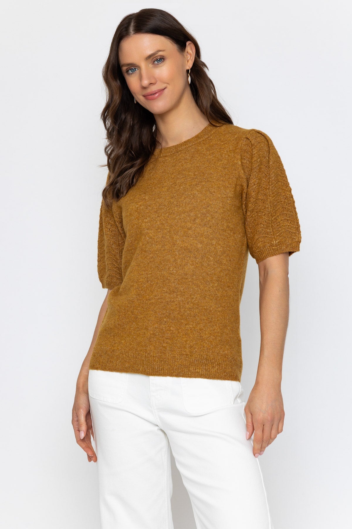 Mustard Yellow Puff Sleeve Knit Top