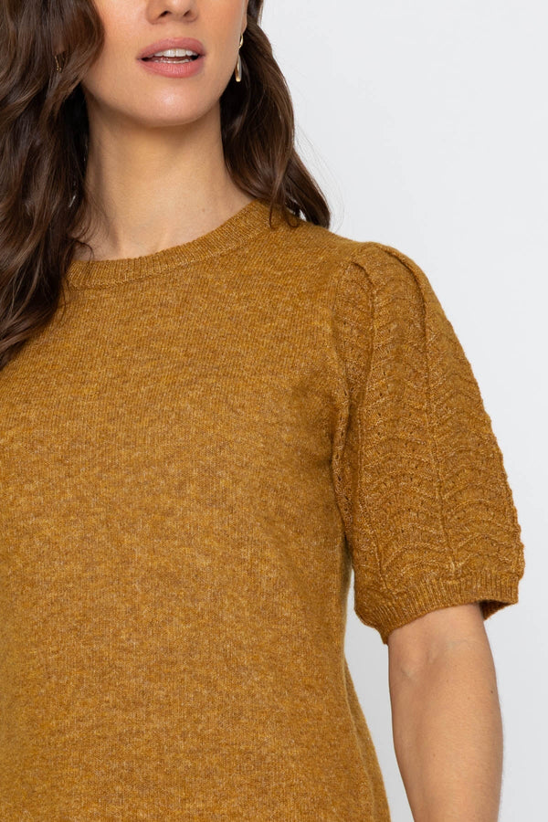 Carraig Donn Mustard Yellow Puff Sleeve Knit Top