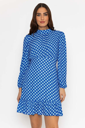 Nadia Mini Dress in Blue Print