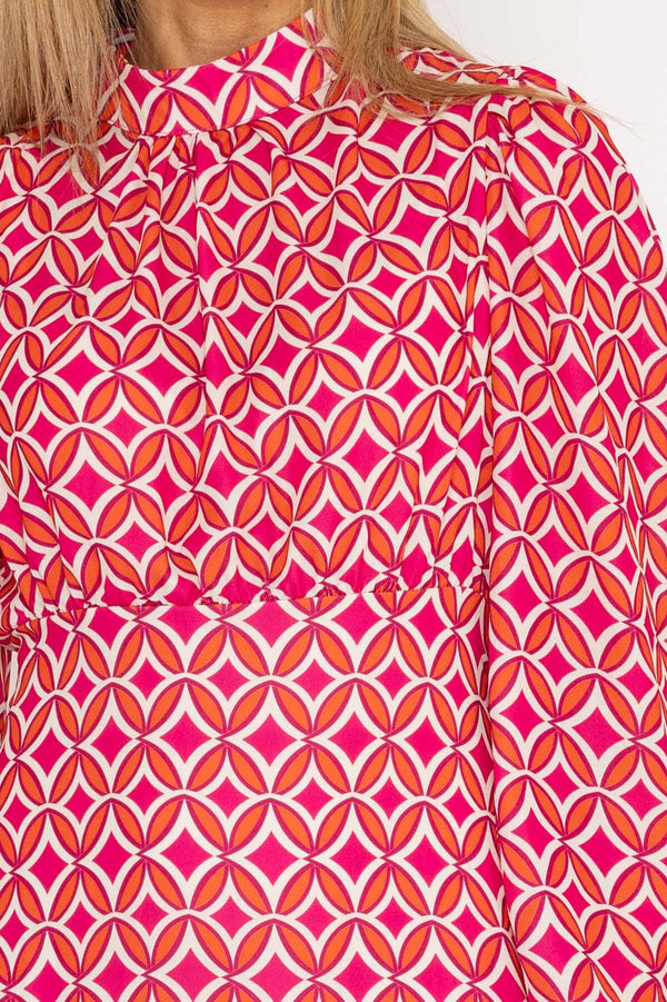 Carraig Donn Nadia Mini Dress in Pink Print