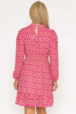 Carraig Donn Nadia Mini Dress in Pink Print
