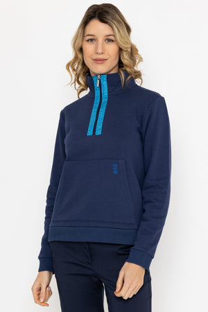 Navy 1/4 Zip Pocket Sweatshirt