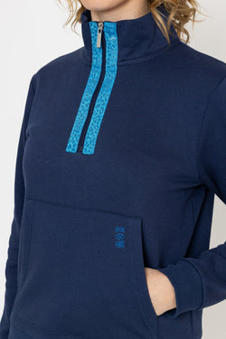 Carraig Donn Navy 1/4 Zip Pocket Sweatshirt