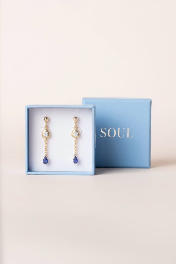 Carraig Donn Navy Beaded Drop Earrings