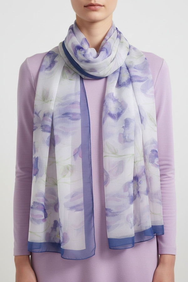 Carraig Donn Navy Border Print Scarf