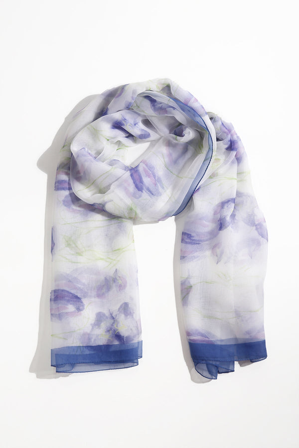 Carraig Donn Navy Border Print Scarf