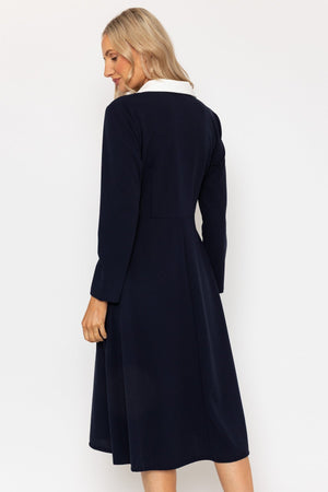 Carraig Donn Navy Collared Contrast Midi Dress