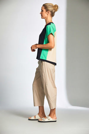 Carraig Donn Navy Contrast Side Panel Short Sleeve Top