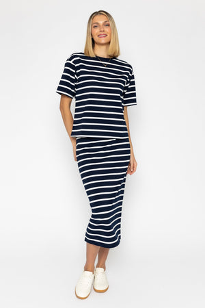 Carraig Donn Navy Cotton French Terry T-Shirt