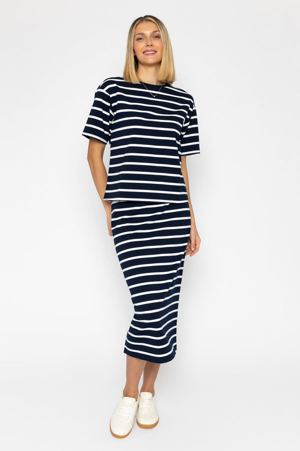 Carraig Donn Navy Cotton French Terry T-Shirt