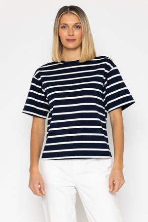 Carraig Donn Navy Cotton French Terry T-Shirt