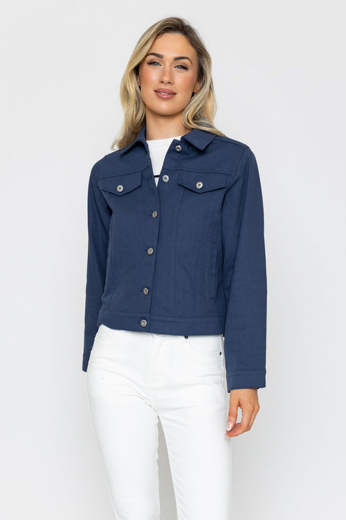 Navy Cotton Rich Casual Jacket