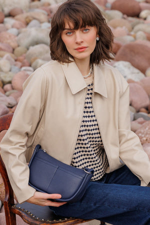 Carraig Donn Navy Crescent Crossbody Bag