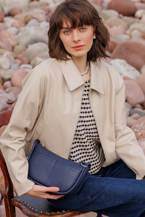 Carraig Donn Navy Crescent Crossbody Bag