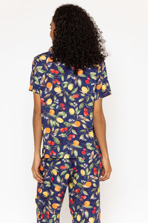 Carraig Donn Navy Fruit Printed 3/4 Leg Pyjama Set