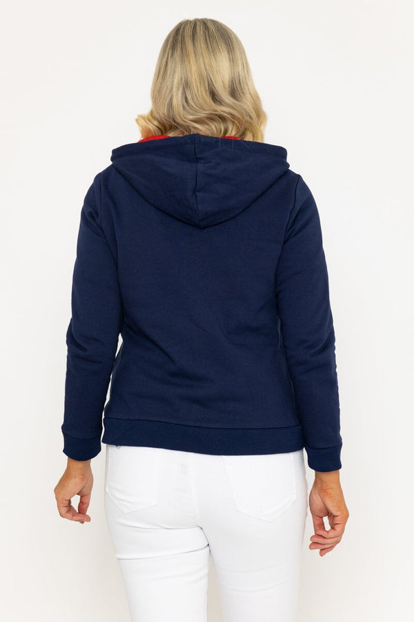 Carraig Donn Navy Full Zip Hoodie With Contrast Pockets