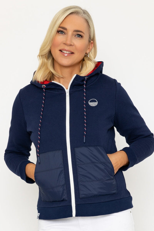 Carraig Donn Navy Full Zip Hoodie With Contrast Pockets