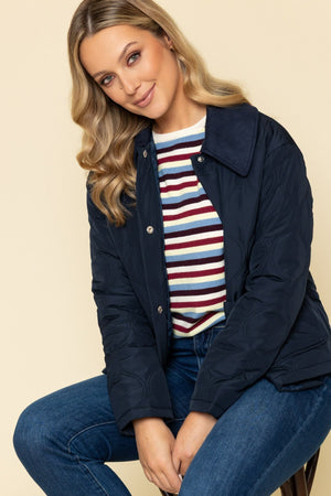 Carraig Donn Navy Jacket with Suedette Collar