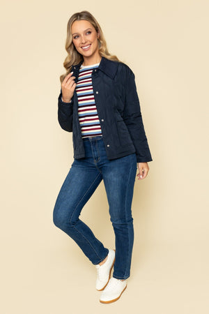 Carraig Donn Navy Jacket with Suedette Collar