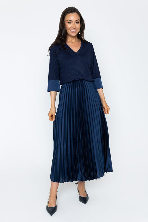 Navy Knit Top Midi Dress