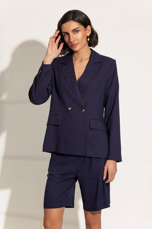 Navy Linen Blend Blazer