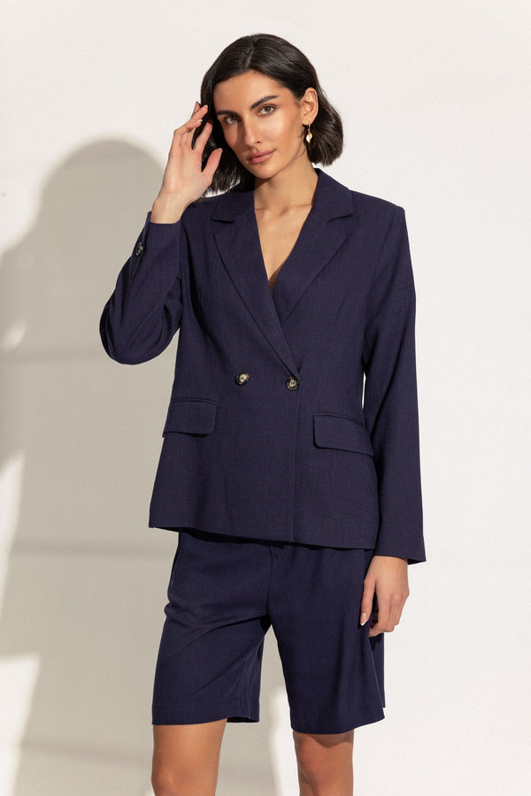 Carraig Donn Navy Linen Blend Blazer