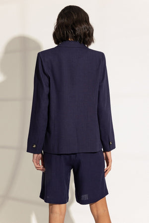 Carraig Donn Navy Linen Blend Blazer