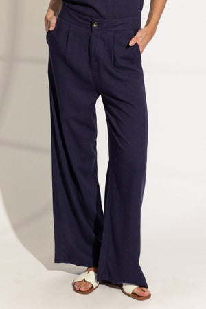 Carraig Donn Navy Linen Blend Trousers