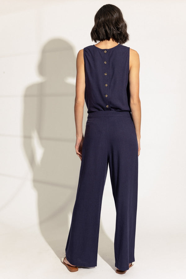 Carraig Donn Navy Linen Blend Trousers