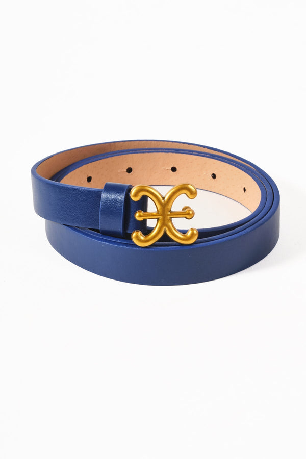 Carraig Donn Navy Link Detail Skinny Belt - Size S/M