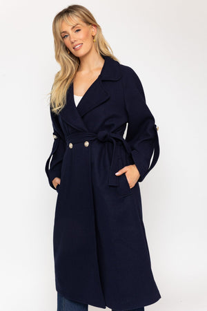 Carraig Donn Navy Long Belted Coat
